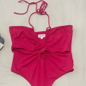 Superdown Tie Halter Hot Pink Bodysuit!
